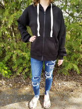 Load image into Gallery viewer, Front Zip Hoodie, Black
