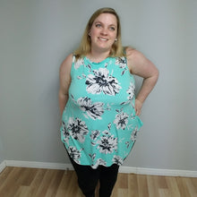 Load image into Gallery viewer, Floral Tank Aqua