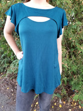 Load image into Gallery viewer, Sandie Flutter Sleeve Keyhole Top Teal