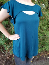 Load image into Gallery viewer, Sandie Flutter Sleeve Keyhole Top Teal