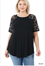 Load image into Gallery viewer, Lace Sleeve Tee Black