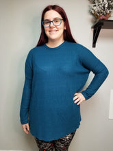 Load image into Gallery viewer, Brushed Waffle Sweater Teal
