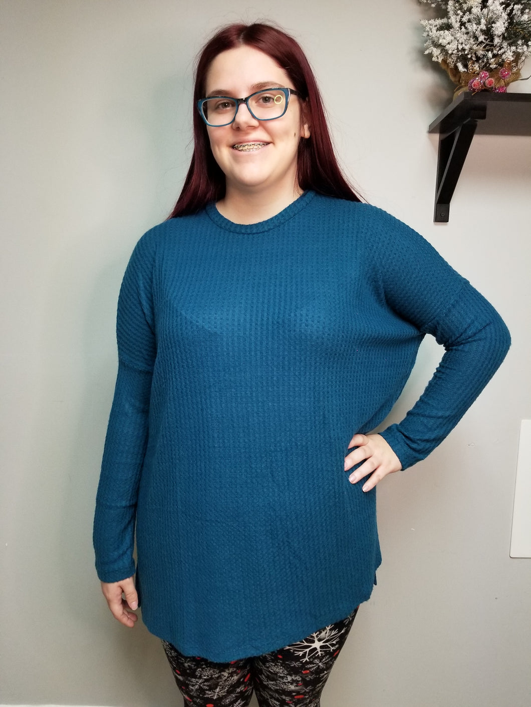 Brushed Waffle Sweater Teal